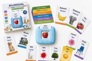 Bilingual English Spanish talking flash cards for children