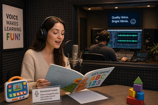 Professional voice recording studio for educational toy audio content
