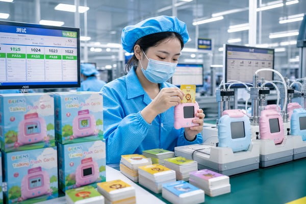 Toyvao factory quality control for talking flash cards