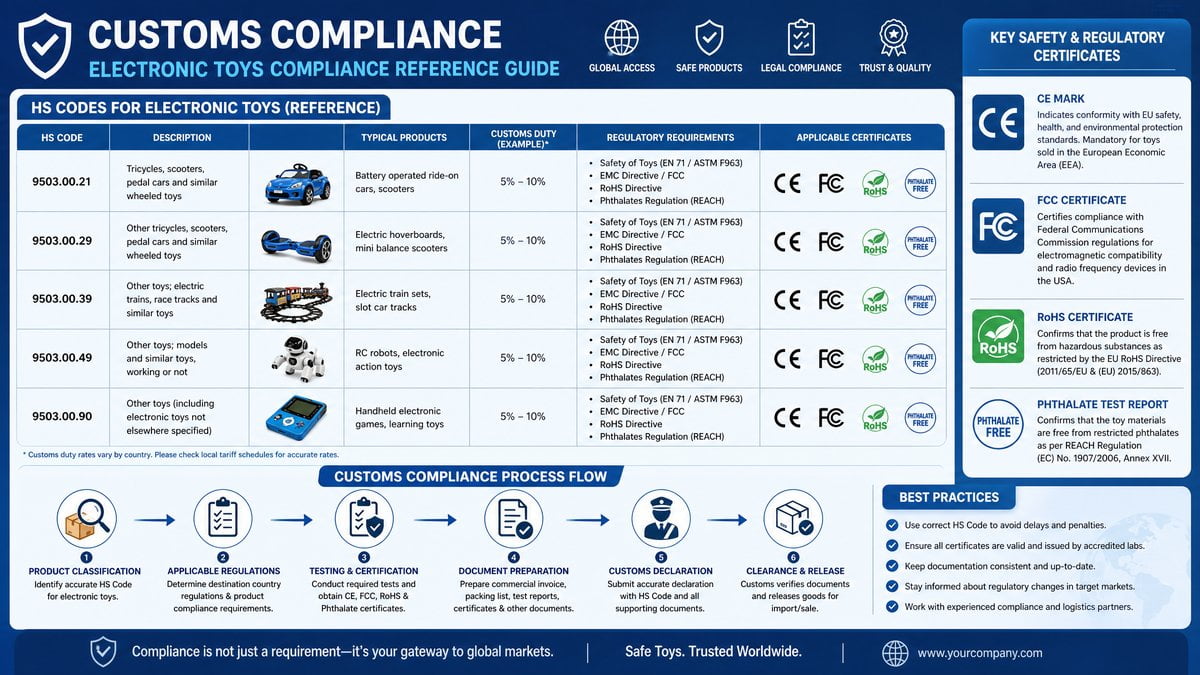 Navigating Customs and Compliance for Importing Electronic Toys to North America and Europe Illustration