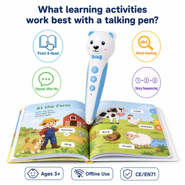 What learning activities work best with a talking pen?