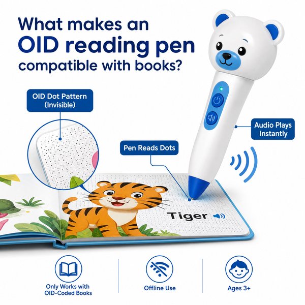 What makes an OID reading pen compatible with books?