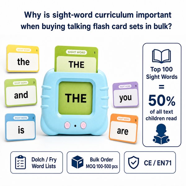 Why is sight-word curriculum important when buying talking flash card sets in bulk?