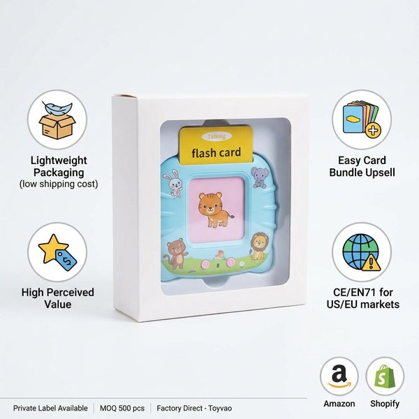 How to successfully sell talking flash card machines on Amazon or Shopify?
