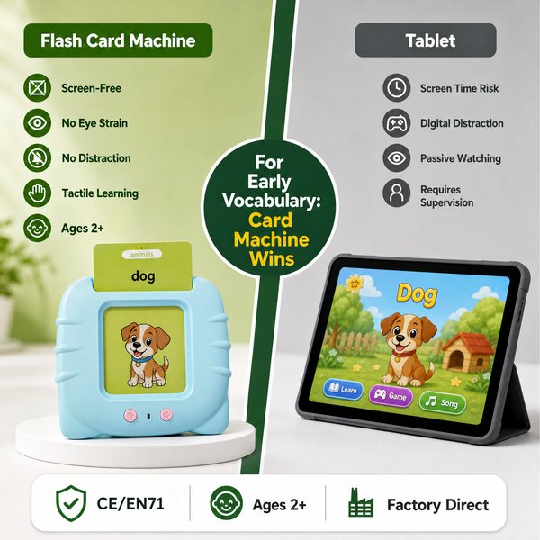Are talking flash card machines better than tablets for early vocabulary learning?