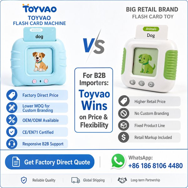 How do Toyvao flash card machines compare to big brands like LeapFrog?