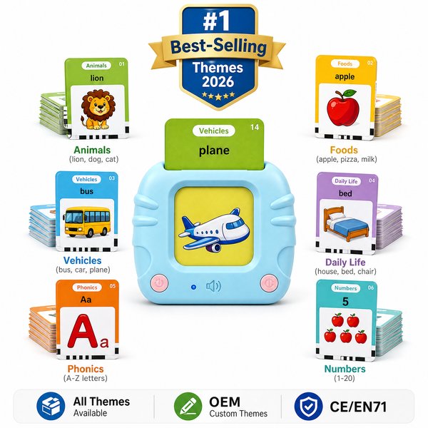 What are the best-selling themes for children's talking flash cards in 2026?