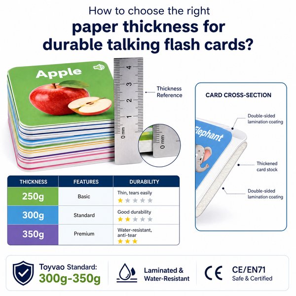 How to choose the right paper thickness for durable talking flash cards?