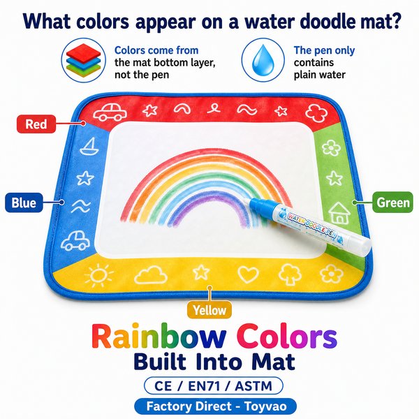 What colors appear on a water doodle mat?