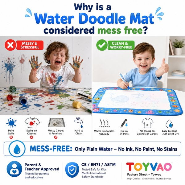 Why is a water doodle mat considered mess free?