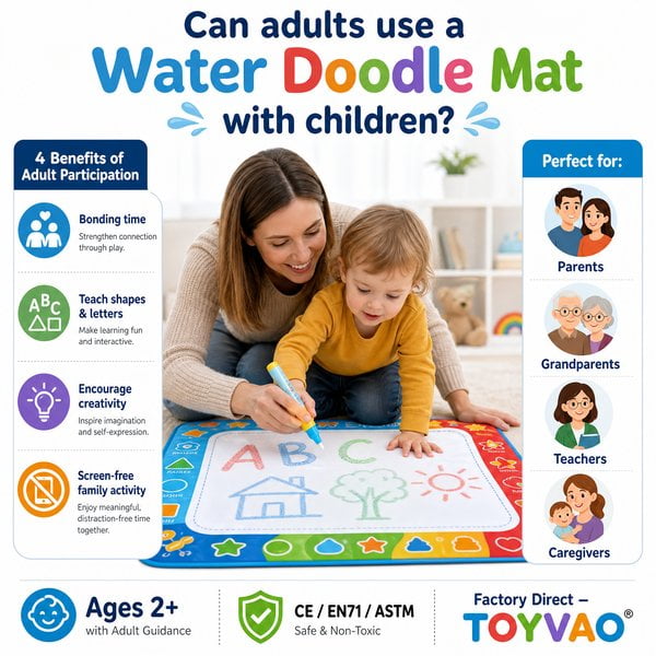 Can adults use a water doodle mat with children?