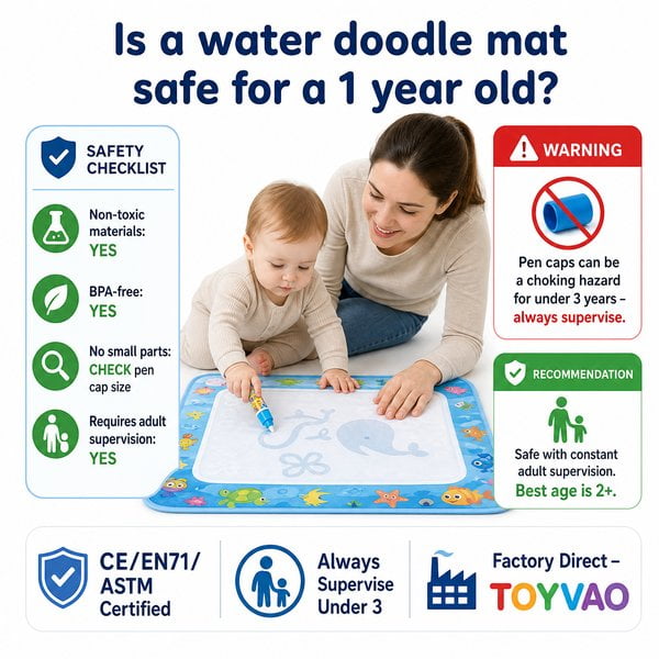 Is a water doodle mat safe for a 1 year old?