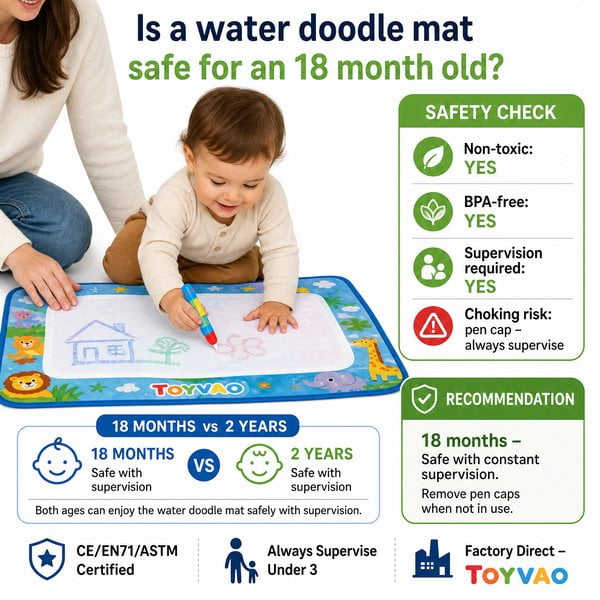 Is a water doodle mat safe for an 18 month old?