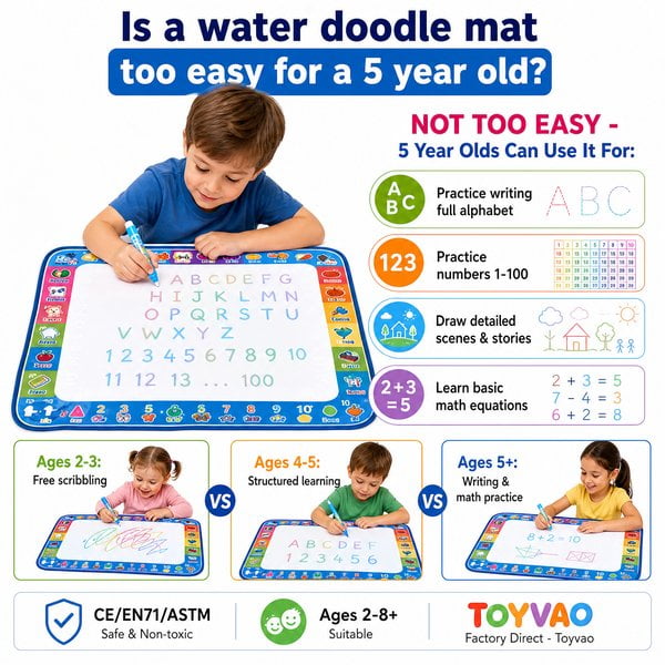 Is a water doodle mat too easy for a 5 year old?
