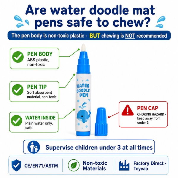 Are water doodle mat pens safe to chew?