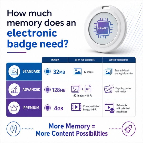 How much memory does an electronic badge need?