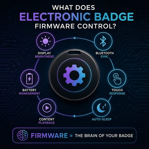 What does electronic badge firmware control?