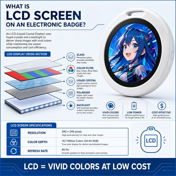 What is LCD screen on an electronic badge?