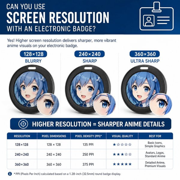 Can you use screen resolution with an electronic badge?