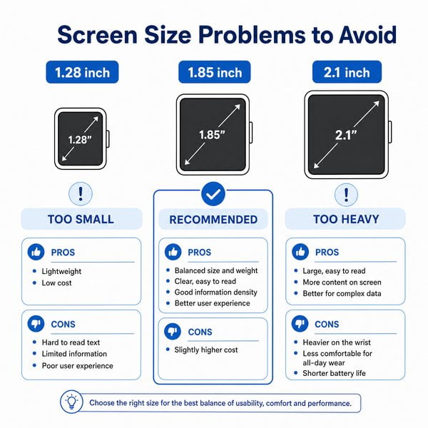 What problems can occur with screen size?