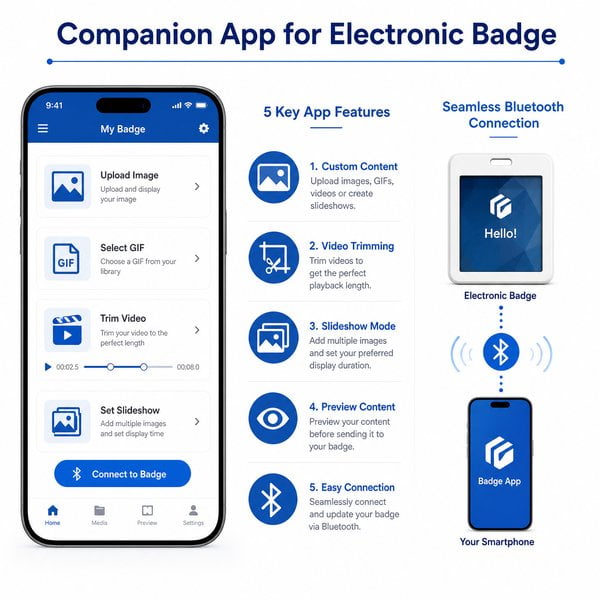 What is companion app on an electronic badge?