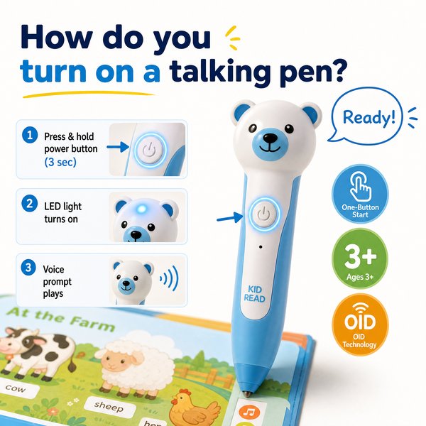 How do you turn on a talking pen?