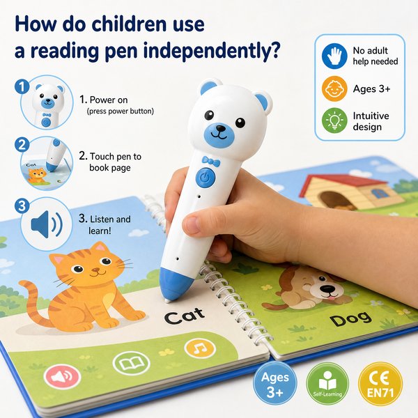 How do children use a reading pen independently?
